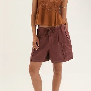 Free People Camp Out Slouch Shorts Brandy Brown NWT